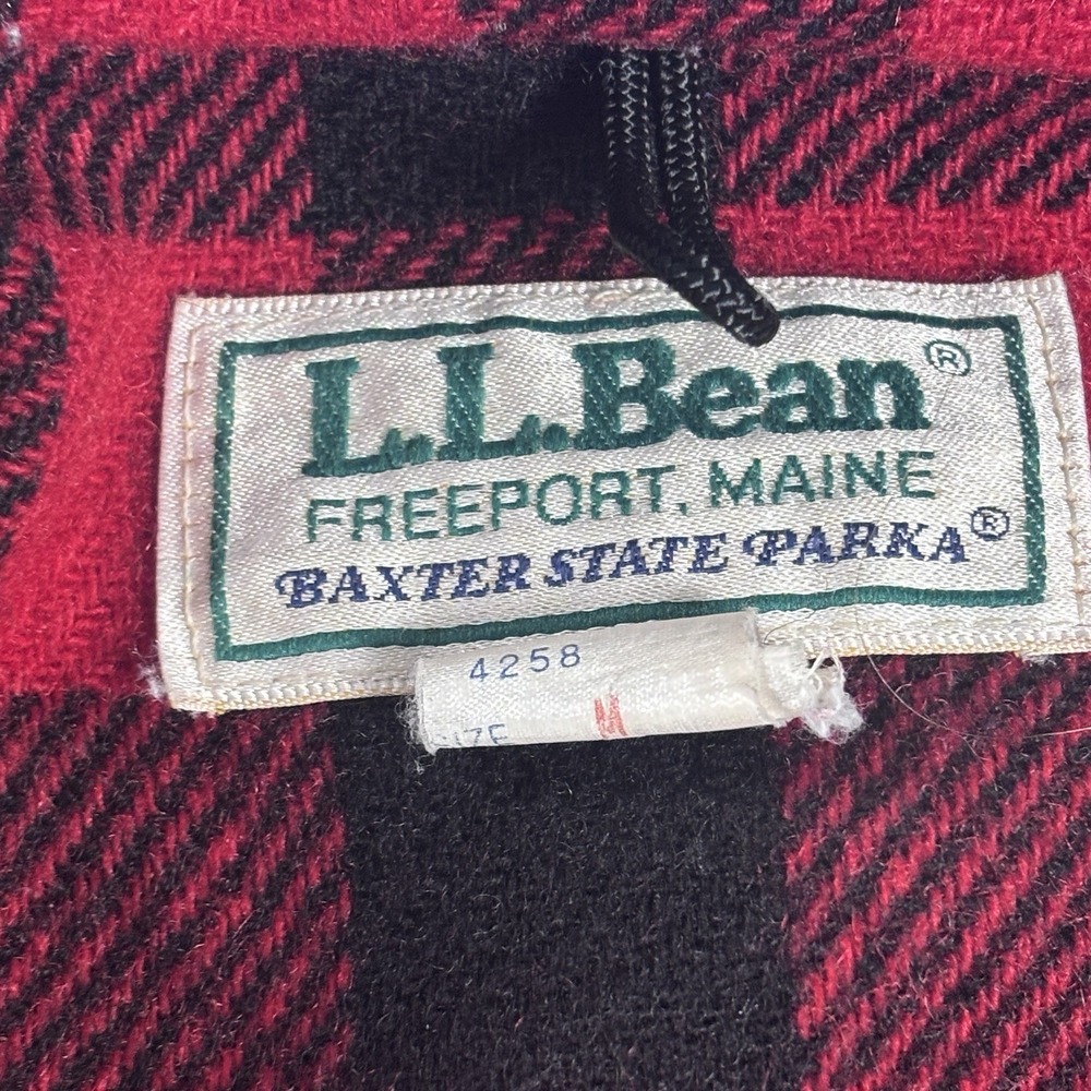 Vintage L.L. Bean Baxter State Parka Jacket Blue Wool Plaid Lined Women's M USA - Picture 3 of 10